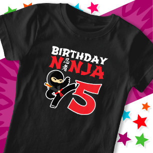 Camiseta Karate Ninja, 5 anos, Festa Kids 5 Aniversário