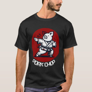 Camiseta Karate Porco Costeleta Porco Piada Divertida Artes