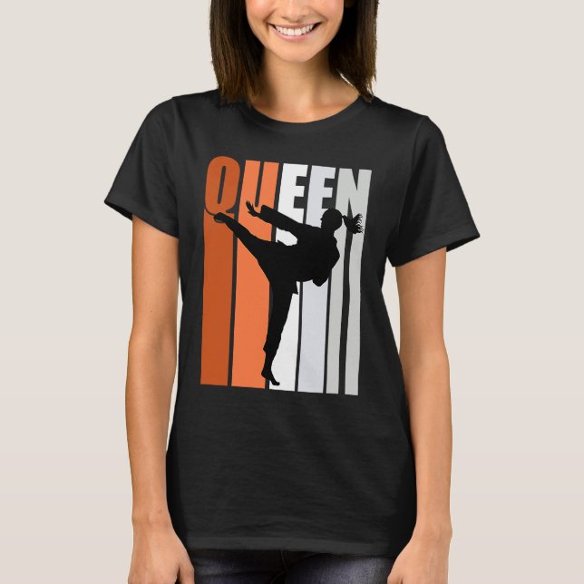 Camiseta Karate Queen Orange Gray White Belt Practice Daugh (Frente)