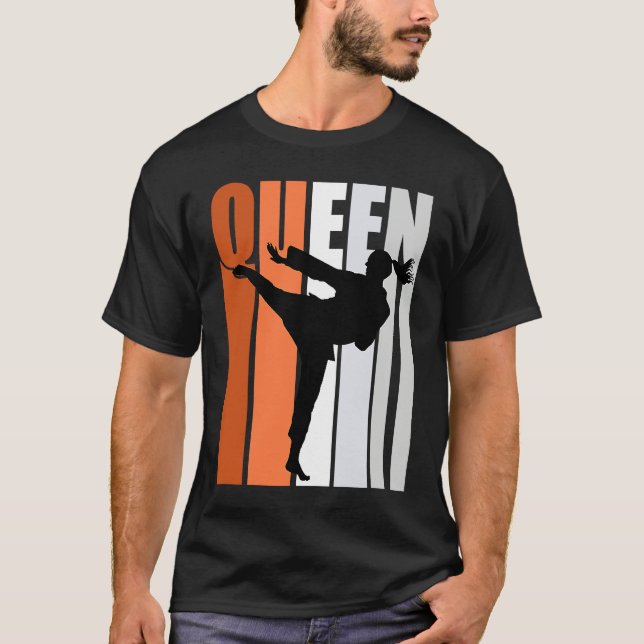 Camiseta Karate Queen Orange Gray White Belt Practice Daugh (Frente)