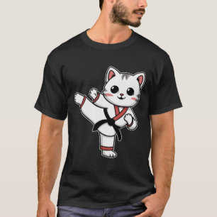Camiseta Karate Taekwondo Funny Cat Jiu Jitsu Mulheres Meni
