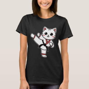 Camiseta Karate Taekwondo Funny Cat Jiu Jitsu Mulheres Meni