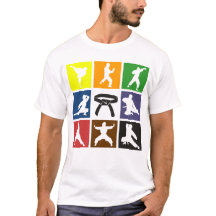 Karateka Silhouettes na Pop Art Karate Belt Colors