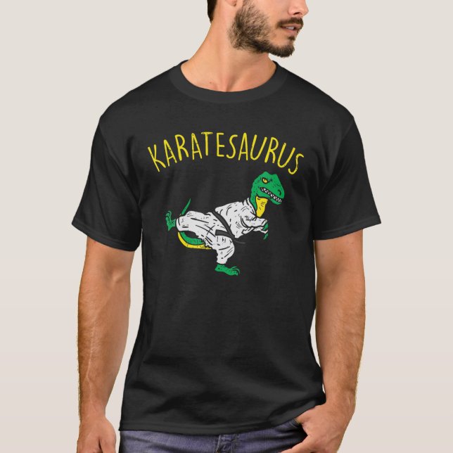 Camiseta Karatesaurus Trex Karate Funny Dinosaur Martial Ar (Frente)
