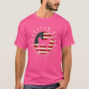 Camiseta Karelian Bear Usa Bandeira 4 de julho Cachorro Pai