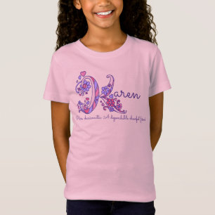Camiseta Karen nome de menina significando monograma K cora