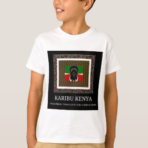 Camiseta Karibu Quênia: Vibrantes Bandeiras Nacionais Cores