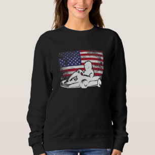 Camiseta Kart Distressed Vintage Bandeira EUA América Go Ka