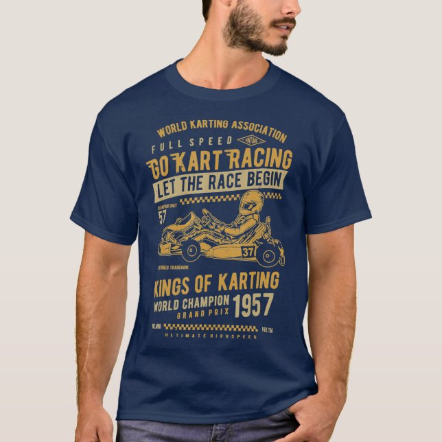 Camiseta Karting Gift Race Kart Crianças Adultos Vão Kart (Frente)