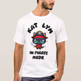 Camiseta Kat Lym Cute Black Cat Pirate Art