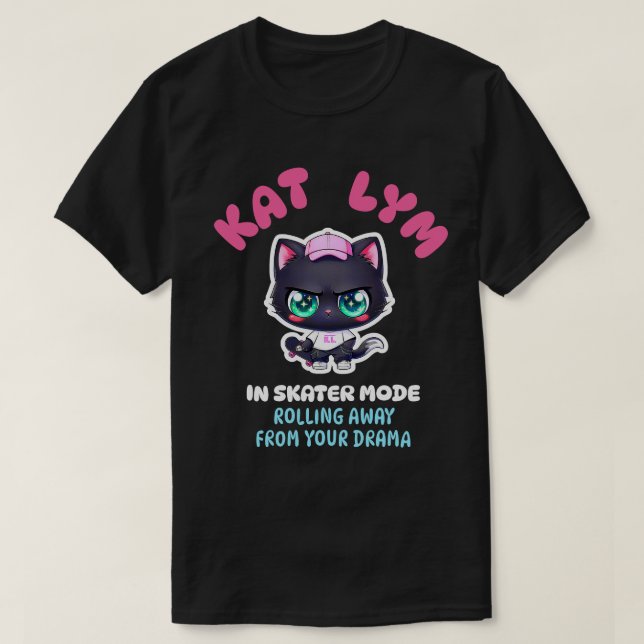 Camiseta Kat Lym In Skater Mode Black Cat (Frente do Design)