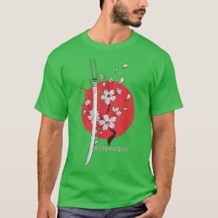 Camiseta Katana Sakura Flor Japonês Flor Cereja Flor Japão