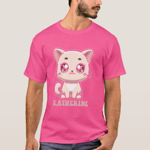 Camiseta Katherine Cute Kitty Cat Design para Nome das Rapa