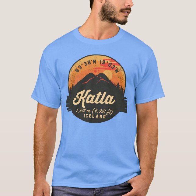 Camiseta Katla Volcano Iceland Retro Sunset Hiking Camping  (Frente)