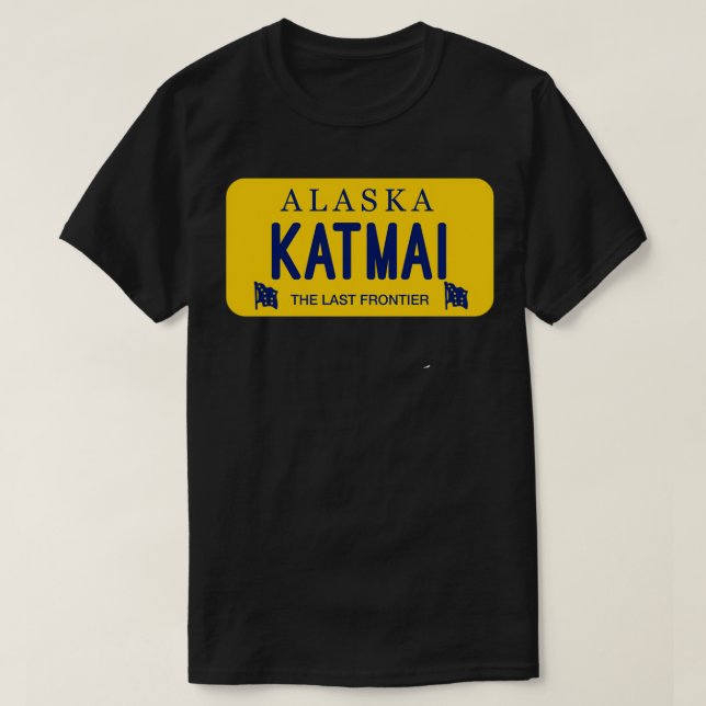 Camiseta Katmai Alaska License Plate (Frente do Design)