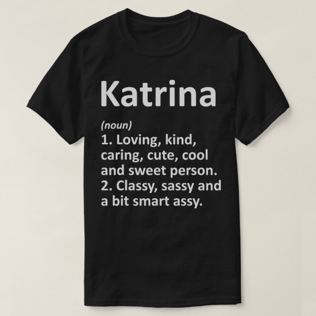 Camiseta KATRINA Definição Personalizada de Aniversário Eng (Frente do Design)