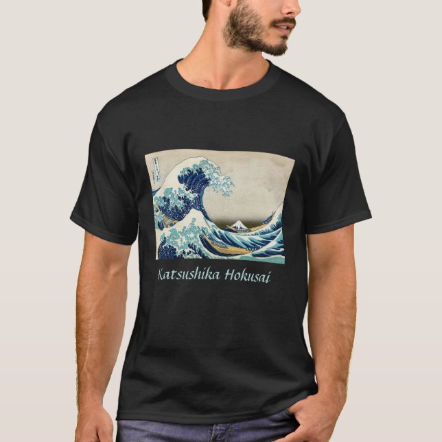 Camiseta Katsushika Hokusai - A onda do Excelente de Kanaga (Frente)