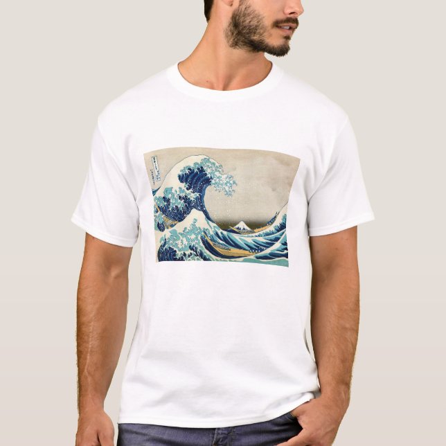 Camiseta Katsushika Hokusai - A onda do Excelente de Kanaga (Frente)