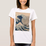 Camiseta Katsushika Hokusai. A onda do Excelente de Kanagaw<br><div class="desc">Katsushika Hokusai. A onda de Excelentes de Kanagawa. A onda do Excelente de Kanagawa, também conhecida como onda do Excelente, da série 36 Views do Monte Fuji (Fugaku sanjūrokkei) Katsushika Hokusai, 1829-1833. Reprodução de famosas imagens de arte no dominio público.</div>