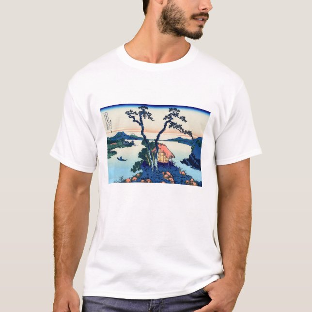 Camiseta Katsushika Hokusai - Lago Suwa na província de Shi (Frente)