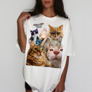 Camiseta Katzen und Schmetterlinge Collage Shirt