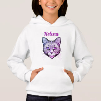 Camiseta Katzenkopf Farbverlauf blau-lila