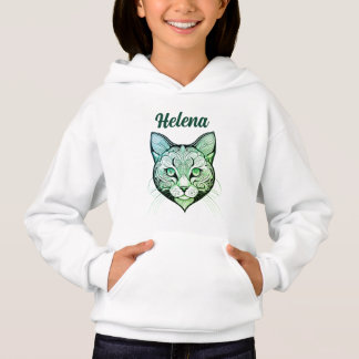 Camiseta Katzenkopf Farbverlauf türkise-grün