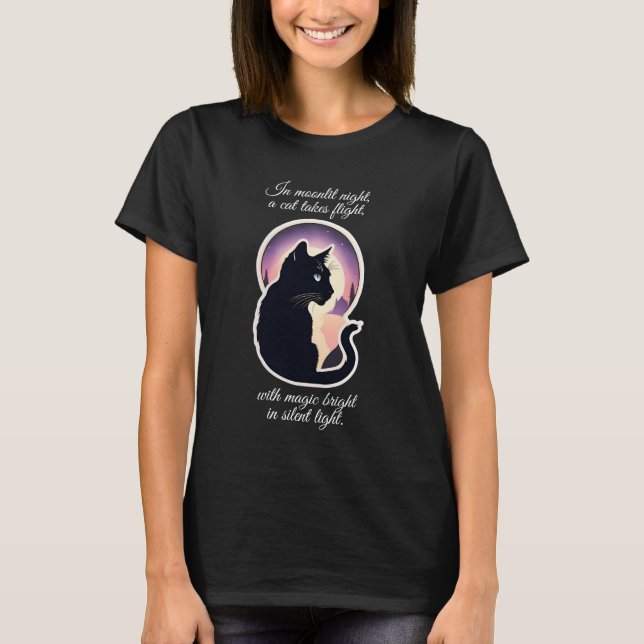 Camiseta Katzenmagie bei Mondschein - Katzengedicht (Frente)