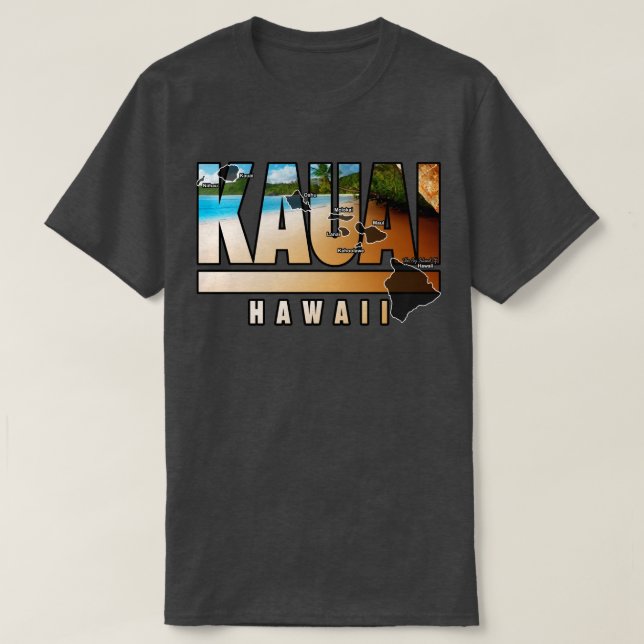 Camiseta Kauai Havaí Com Ilhas Havaianas (Frente do Design)