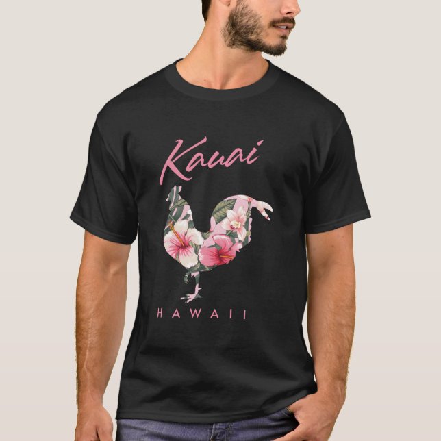 Camiseta Kauai Havaí Flor Hibisco Frango (Frente)