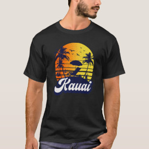Camiseta Kauai Havaí Praia do Pôr do Sol Havaiano Retro Pre