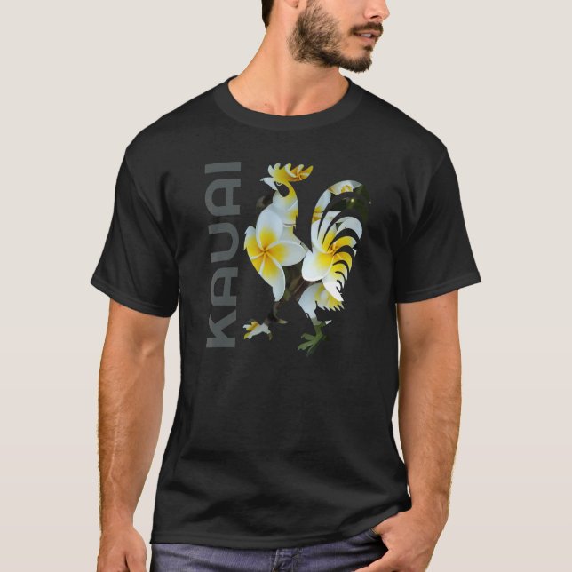 Camiseta Kauai Hawaii Chicken Rooster Flower Vintage Tropic (Frente)
