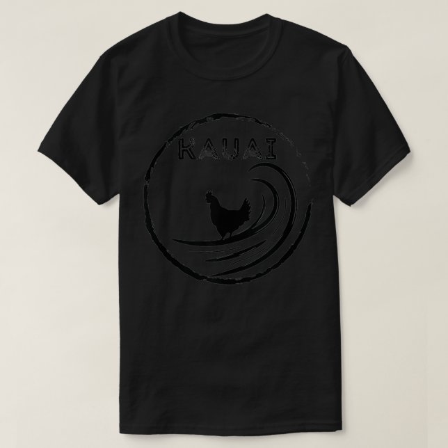 Camiseta Kauai Hawaii Chicken Surf Wave Café Desi (Frente do Design)