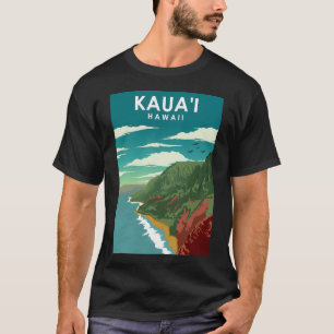 Camiseta Kauai Hawaii Vintage Poster de viagens Retroativo 