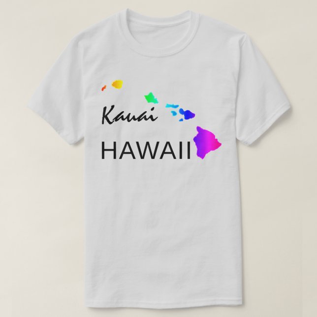CAMISETA KAUAI - ILHAS HAWAII NEON RAINBOW (Frente do Design)