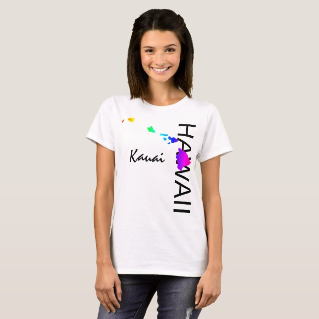 CAMISETA KAUAI - ILHAS HAWAII NEON RAINBOW (Frente Completa)