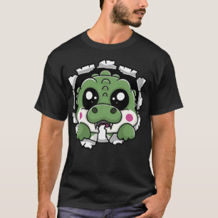 Camiseta Kawaii Alligator mascando