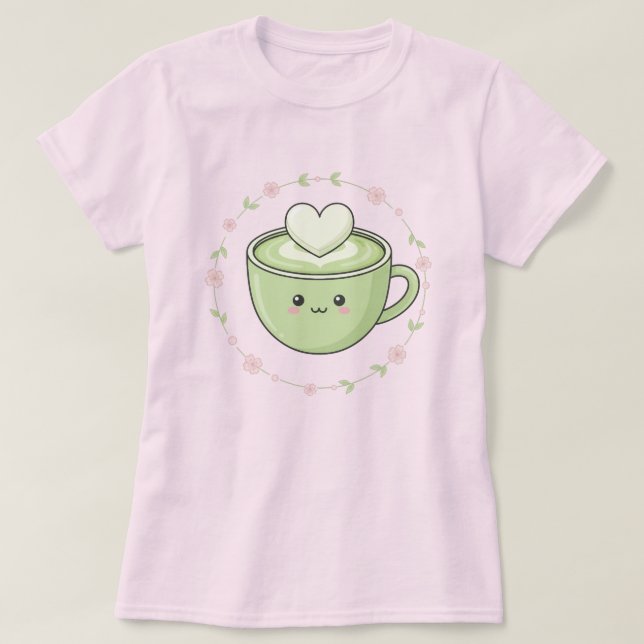 Camiseta Kawaii Amor de Matcha (Frente do Design)