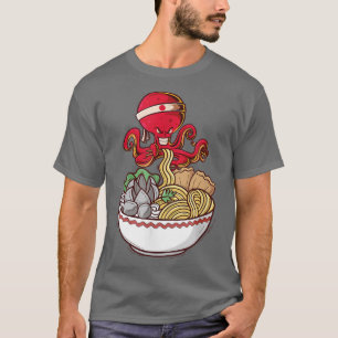 Camiseta Kawaii Animais Comida Bowl Noodles Asiáticos Cuisi