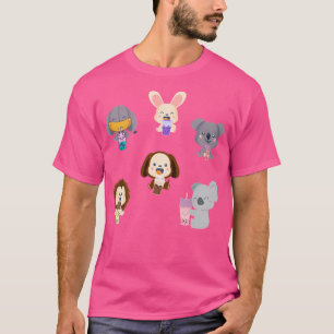Camiseta Kawaii Animal Boba Tea Cute Elephat Rabbit Koala