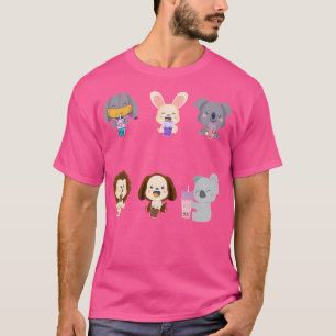Camiseta Kawaii Animal Boba Tea Cute Elephat Rabbit Koala