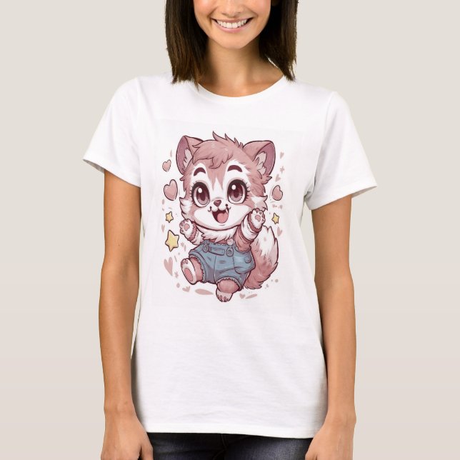 Camiseta kawaii animal sticker (Frente)