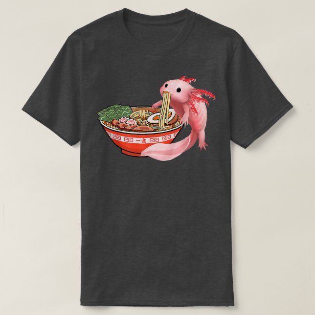 Camiseta Kawaii Anime Axolotl Ramen Japonês Donativos (Frente do Design)