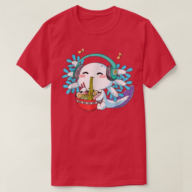 Camiseta Kawaii Anime Axolotl Ramen Noodle Women Men Boys G (Frente do Design)