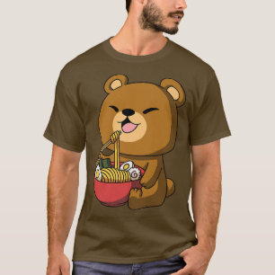 Camiseta Kawaii Anime Bear Asian Noodles Japonês Ramen 559