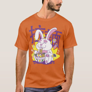Camiseta Kawaii Anime Bunny Comendo Ramen Japonês Comida 56