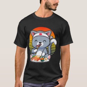 Camiseta Kawaii Anime Cat Otaku Japonês Sushi Gift Girls K