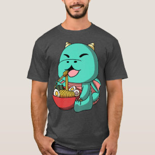 Camiseta Kawaii Anime Dragon Asiático Noodles Japonês Ramen