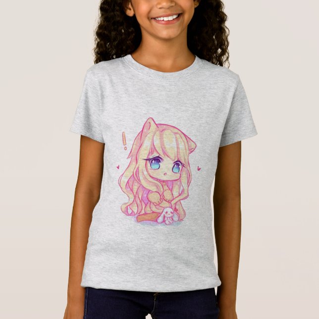 Camiseta kawaii, anime, garota, apenas, que, ama, esboça, (Frente)