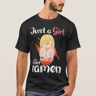 Camiseta Kawaii Anime Girl Come Ramen Japonês Noodle Ani